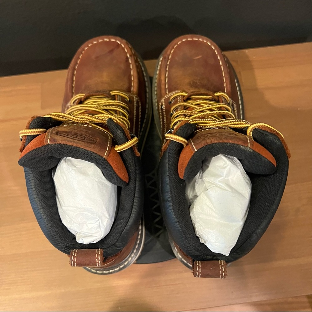 Keen Cincinnati Men’s Brown 90 Degree Waterproof 6” Carbon Fiber Toe Boots 7 EE - Picture 4 of 10